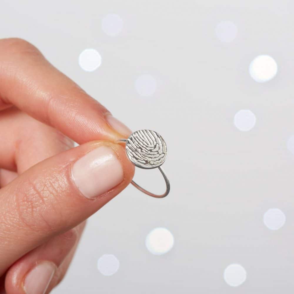 Personalised Fingerprint Stamp Ring Button and Bean